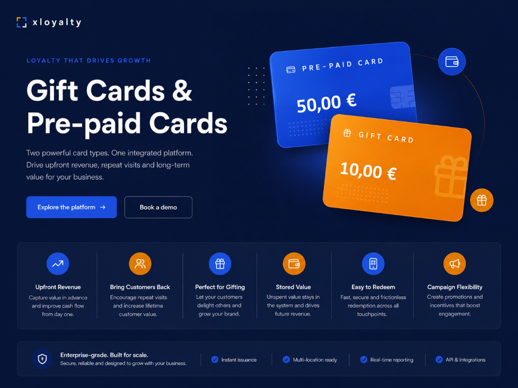 xLoyalty Gift Cards and Pre-paid Cards module